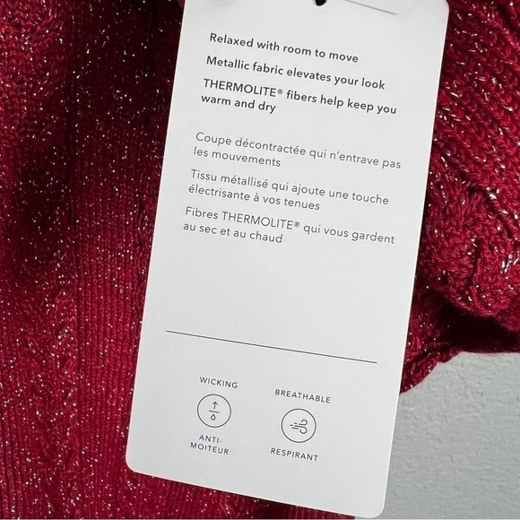Athleta NWT Crossroads Crew Sweater, Decadent Red Metallic 3X - Winter, Holiday - Picture 10 of 12